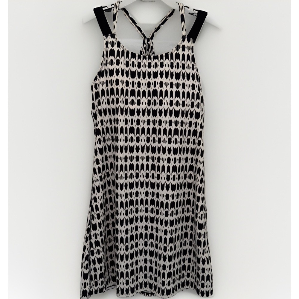 Athleta Venice Swim Dress Womens 38 B/C Racerback Bra Black White 229049